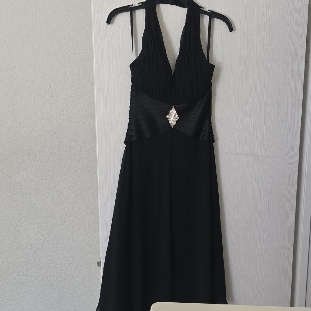 Elegant Black Halter Dress, Sz 4